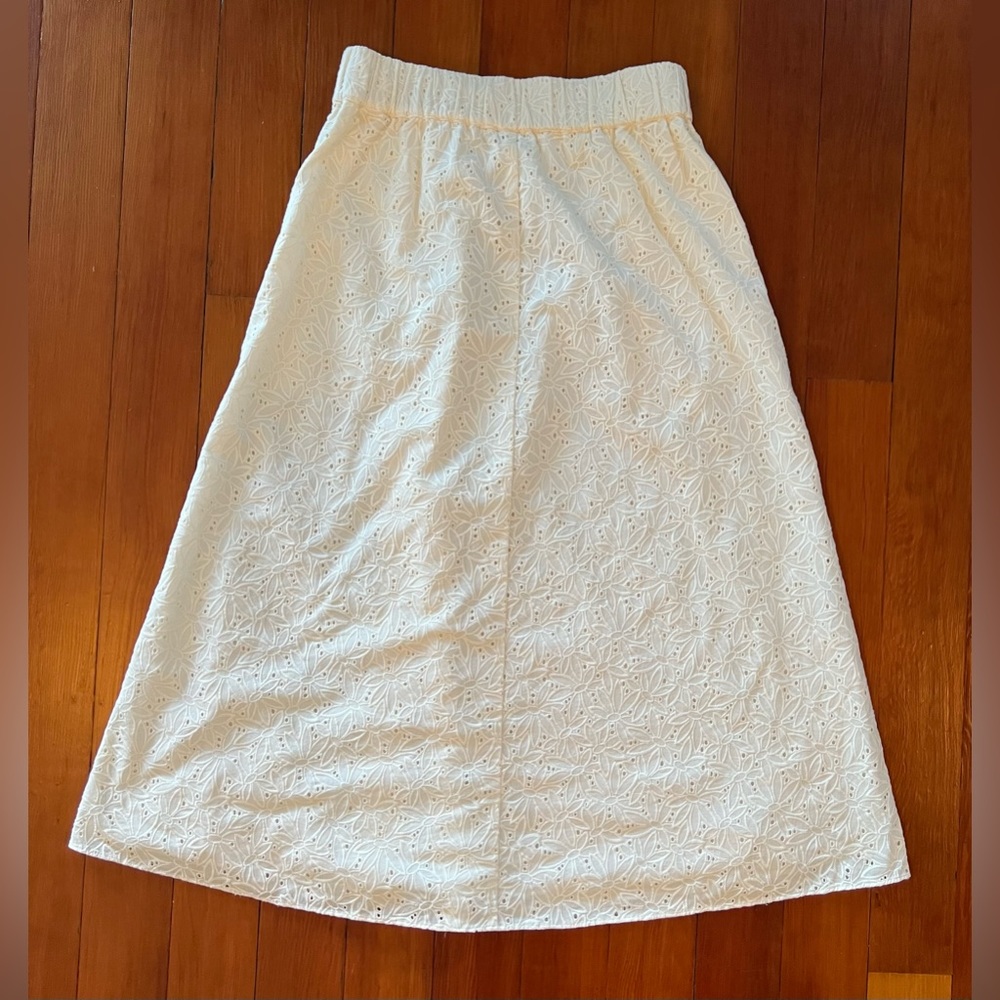 NWOT Madewell Eyelet Side-Button Midi Skirt in Dream-On Daisy - IVORY - Size XS - Picture 7 of 7